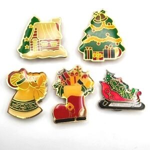 Assorted Enameled Colorful‎ Christmas Button Covers 4 Nony New York, 1 Unbranded